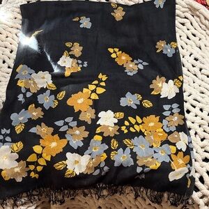 Floral Black and Gold Scarf